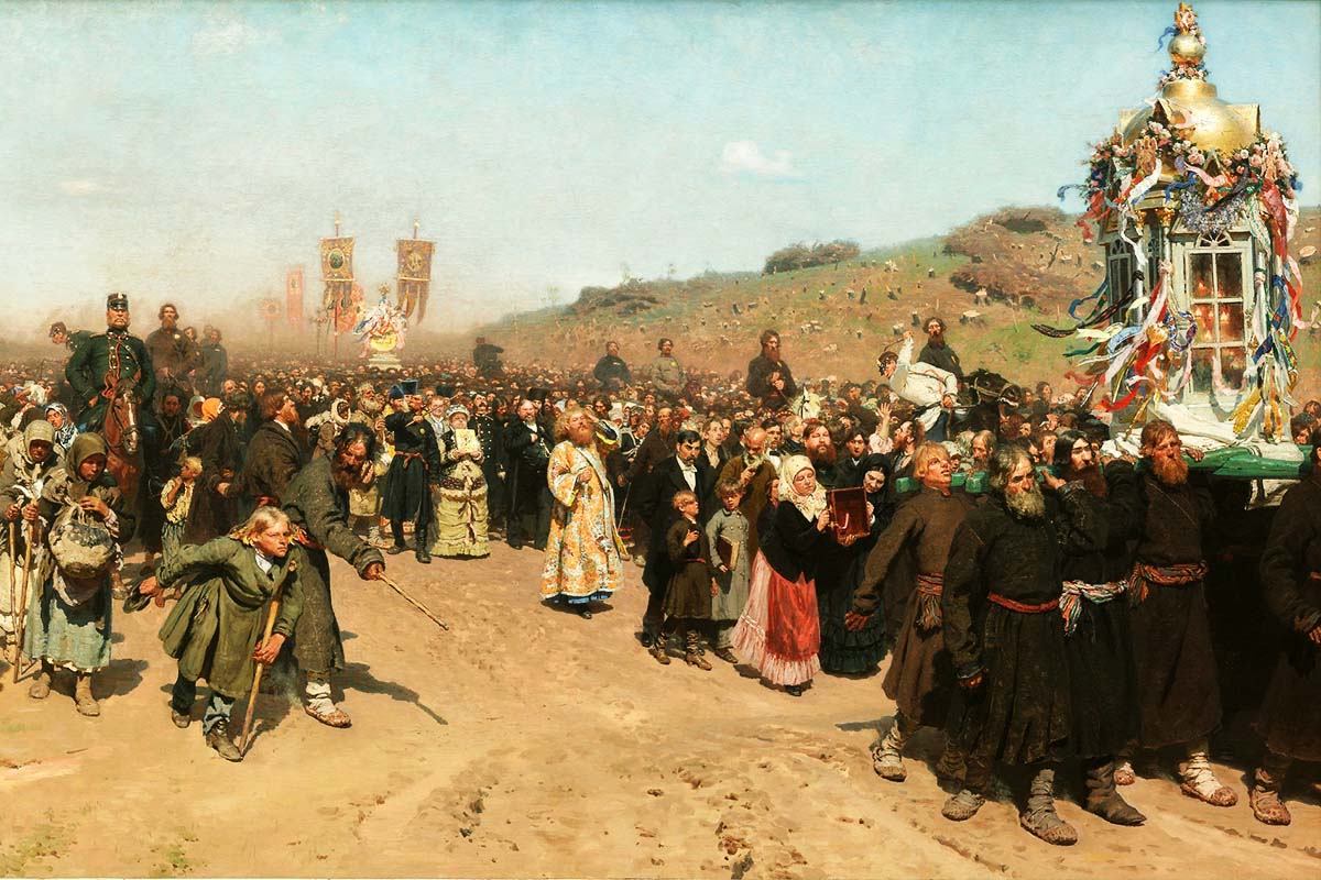 Religiös procession i Kurskprovinsen av Ilija Repin