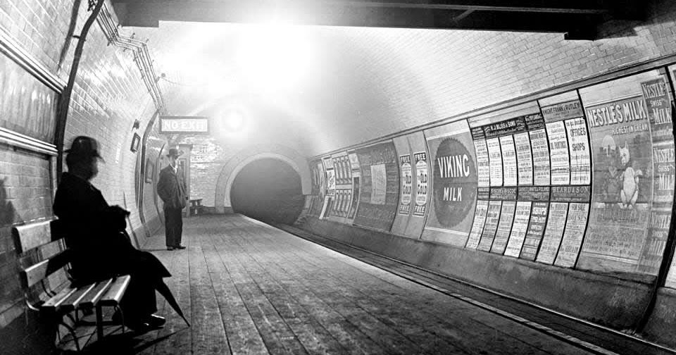 Queens Road (now Queensway) tube station, c. 1900,
